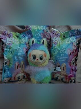 Colorful Plush Monster Toy - Rainbow Pastel Fur